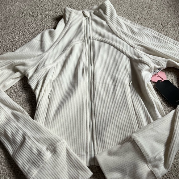 White Ribbed Cropped Jacket - Picture 8 of 8